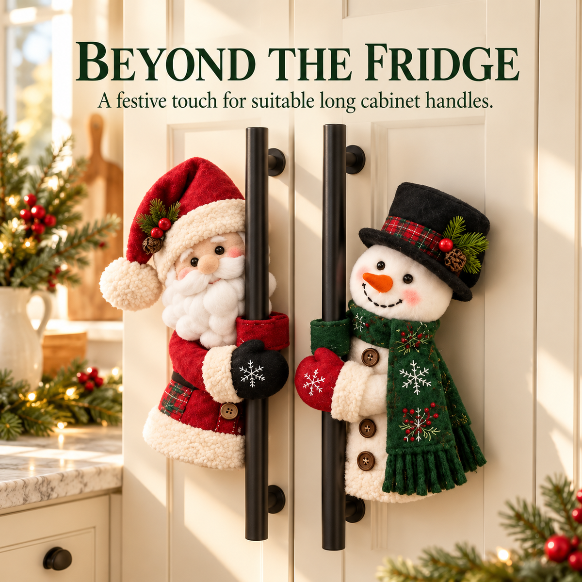 🎄 Santa & Snowman Christmas Fridge Handle Huggers