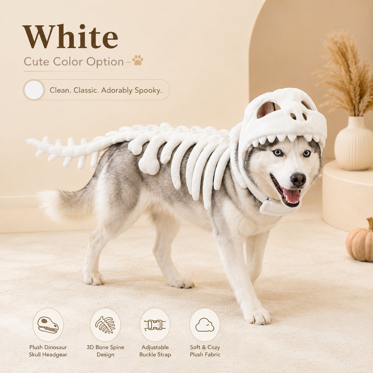 🦖 Glow In Dark Dinosaur Skeleton Dog Costume