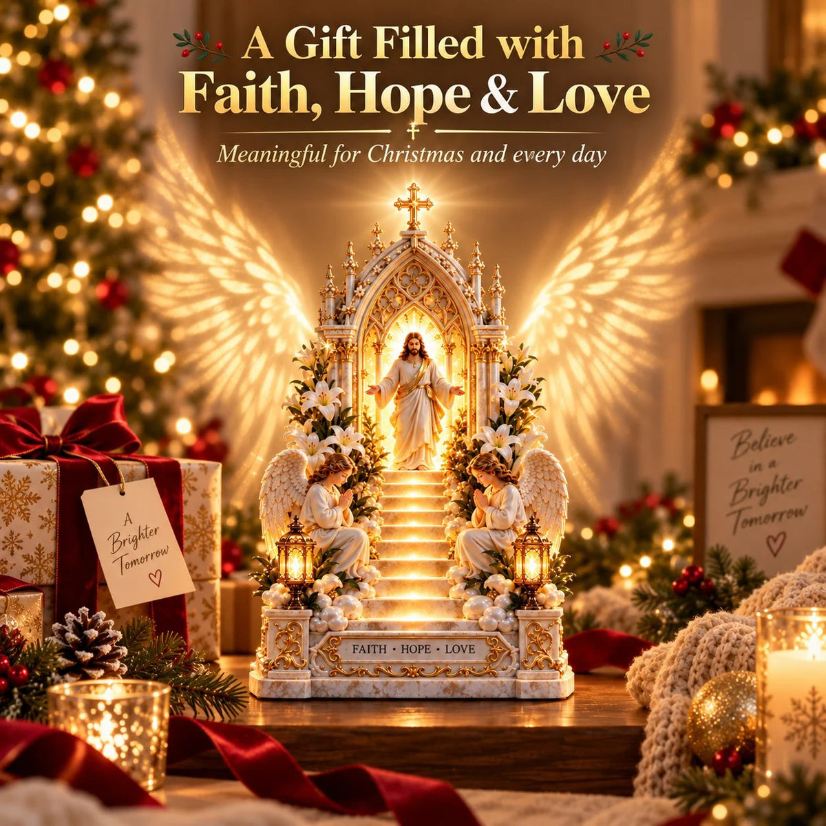 ✨ ✝️Heaven Opens™ – Step-by-Step Illuminated Jesus Stairway | Faith, Hope & Love