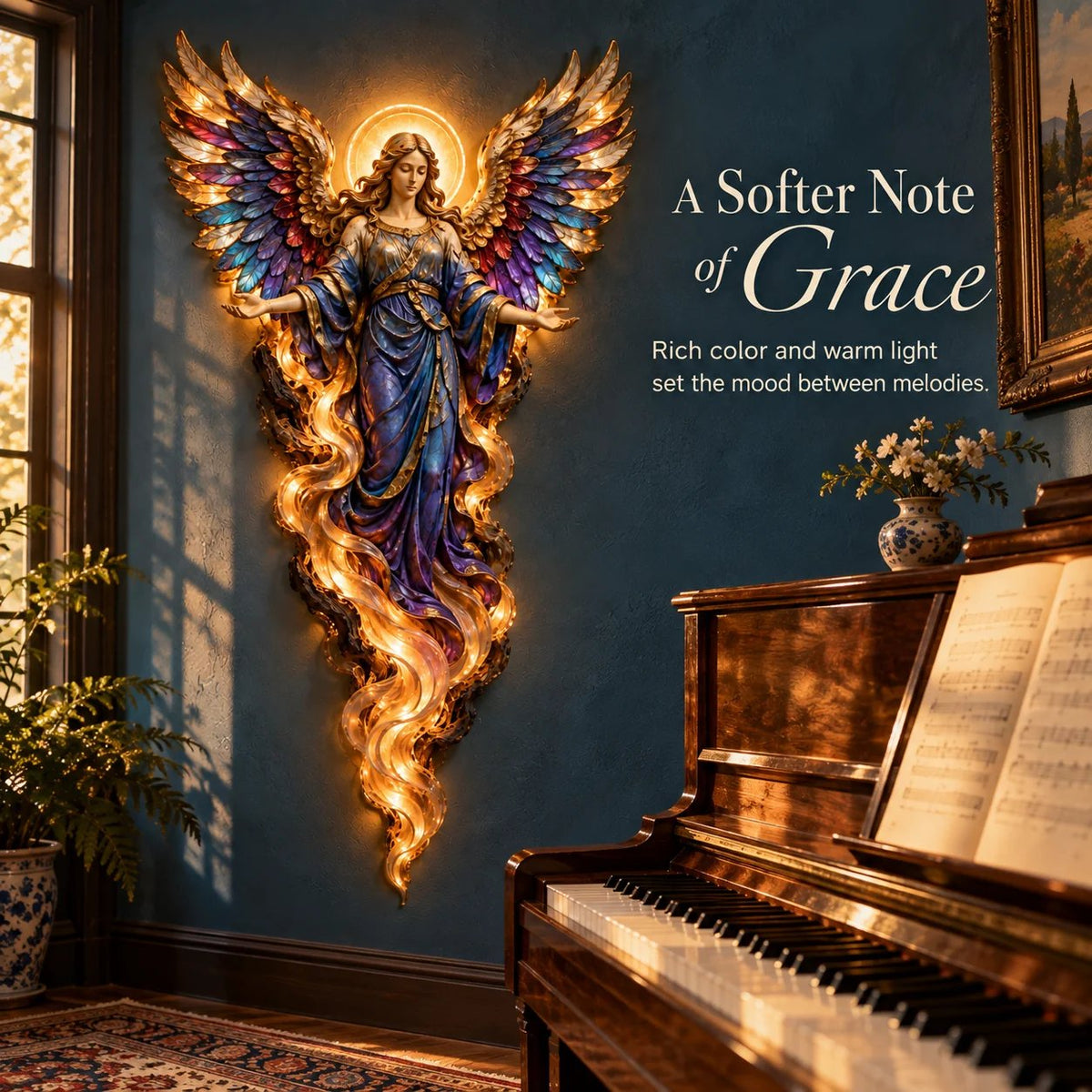 ✝️ Heavenly Radiance Lighted Angel Wall Sculpture | Gabriel or Michael