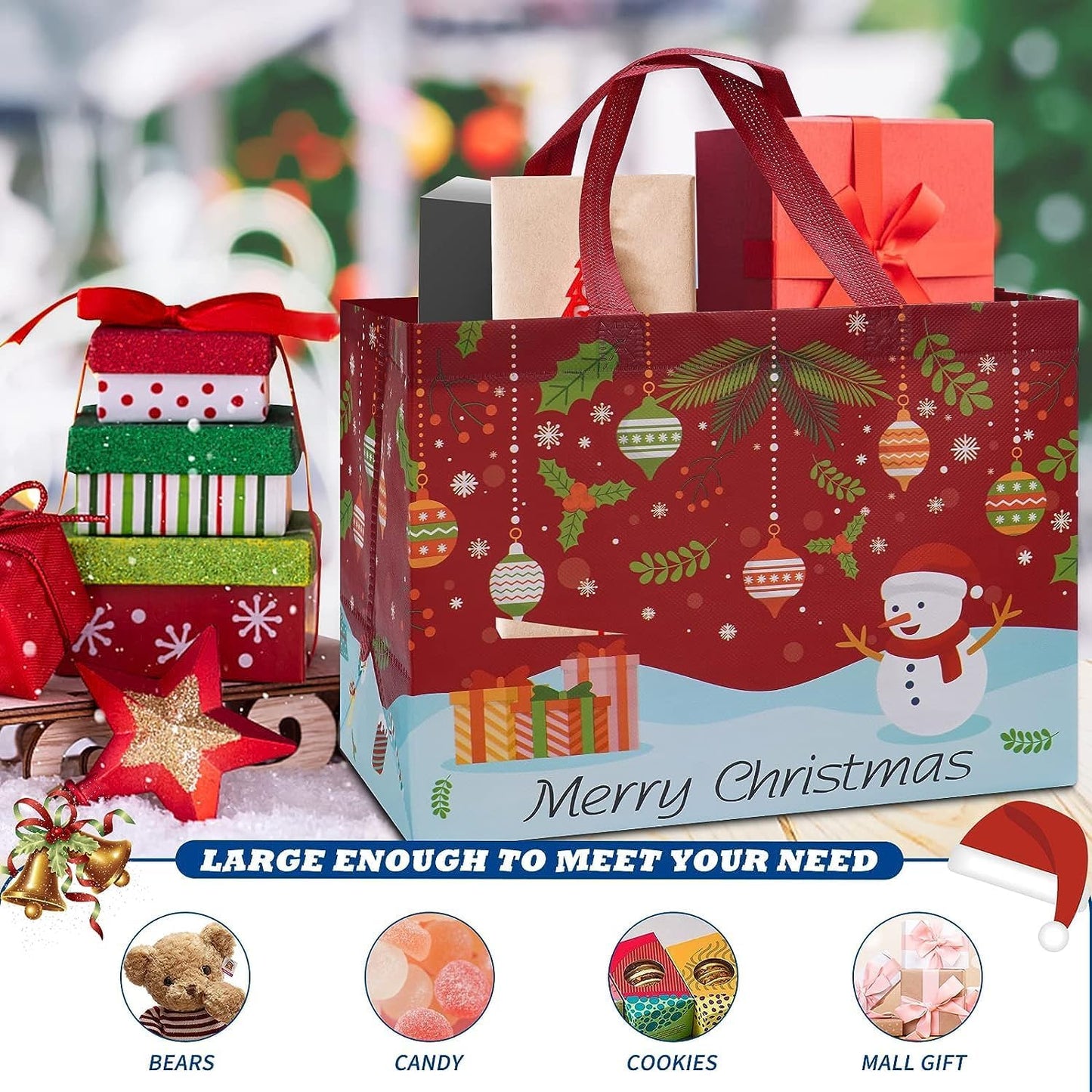 🎉🔥Christmas Early Discount 49% Off🔥 Christmas Gift Bags Large Reusable Tote Bags