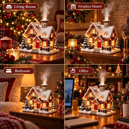❄️🎄 Christmas Cottage Humidifier – Glowing Snow Village with Soft Mist & Warm Lights ✨🎁