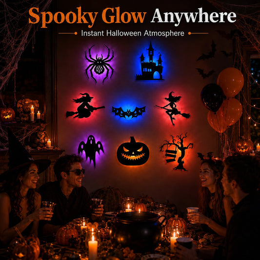 👻 Spooky LED Wall Light Stickers – Battery Powered Halloween Decorations Without Drilling