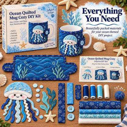 Ocean Jellyfish Quilted Mug Cozy DIY Kit