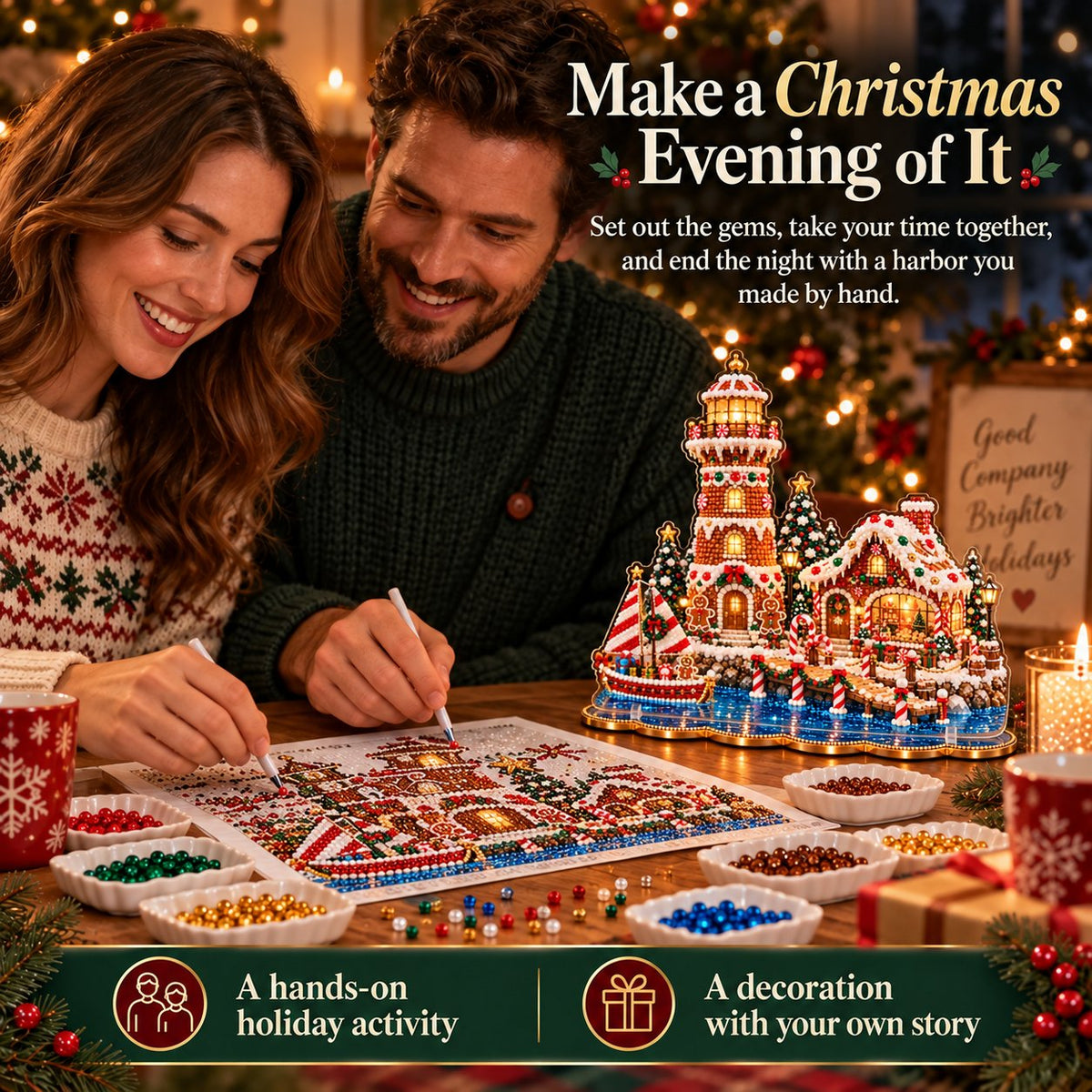 🎄 LAST DAY 49% OFF – Premium 2D Pearl Christmas Lighthouse Diamond Painting Art Kit | Luxury Flocked Canvas with Scratch-Resistant Non-Fading Pearl Beads DIY Holiday Decor 🎅⛄️❄️