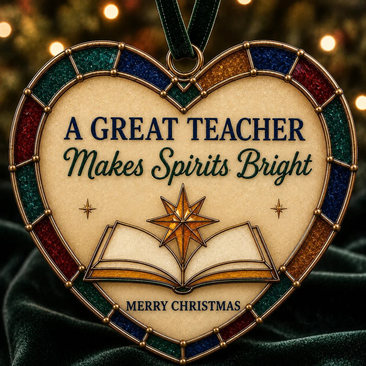 Stained Glass-Style Christmas Heart Ornaments – 7 Message Designs
