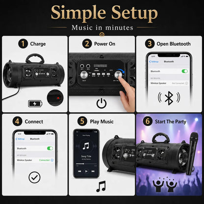 🎤 Portable Wireless Karaoke Bluetooth Speaker – Big Sound, Party Anywhere