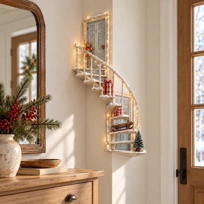 Lighted Winter Fairy Door Staircase Wall Decor 🧚‍♀️❄️ – Enchanted Christmas Wall Art