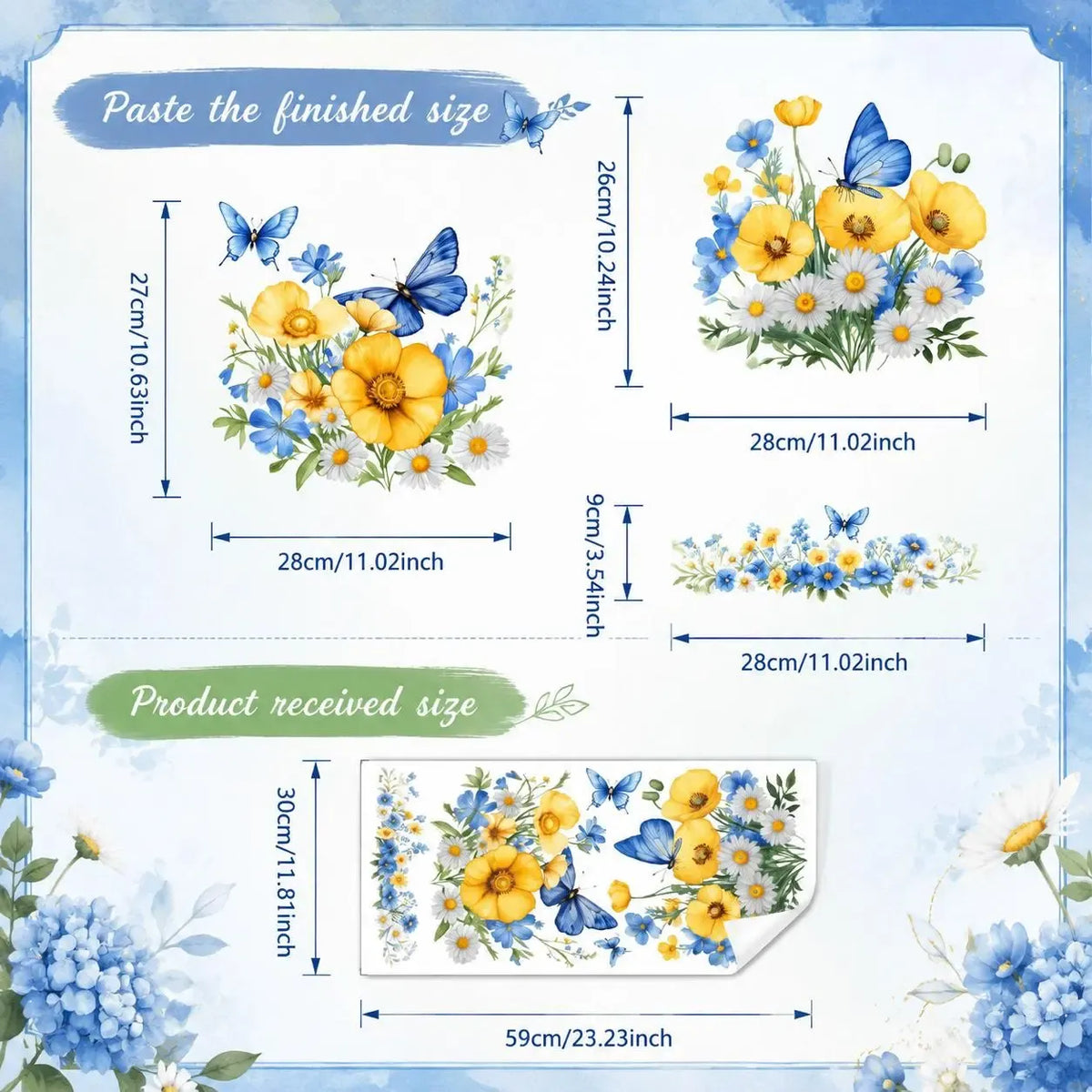 🌸3 Piece Golden Floral Toilet Stickers – Pearl-Inspired Bathroom Decals