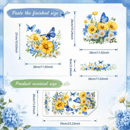 🌸3 Piece Golden Floral Toilet Stickers – Pearl-Inspired Bathroom Decals