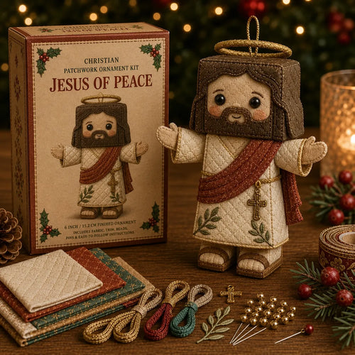 ⏳ Last Day 49% OFF – ✝️ Beginner-Friendly DIY Christian Block Figure Patchwork Ornament Kit Collection | Complete Kit with Pre-Cut Fabrics, Padded Ornament Form & Step-by-Step Guide Included 💕
