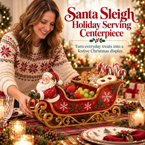 Santa Sleigh Holiday Serving Centerpiece