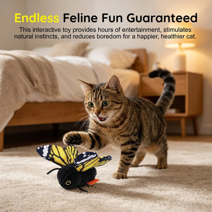 🔥HOT SALE🔥🐈Interactive Electric Butterfly Cat Toy with Fluttering Wings - USB Rechargeable Flapping Motion Kitten Toy with Door Hanging Strap & Teaser Attachment - Soft Plush Indoor Cat Exercise Toy 💖
