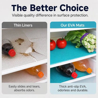 ⭐🧊50% OFF NOW! Waterproof EVA Fridge Shelf Liners‑Anti‑Slip Refrigerator Mats, Cut‑to‑Size Washable Fridge Drawer Protector for Kitchen Refrigerator Organization