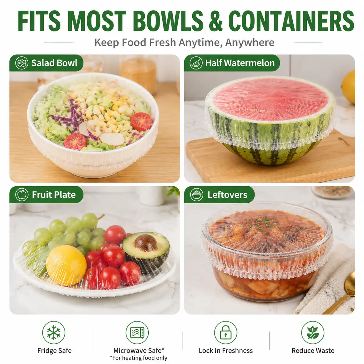 🍽️ 100PCS Disposable Stretch Food Covers | Elastic Bowl Covers