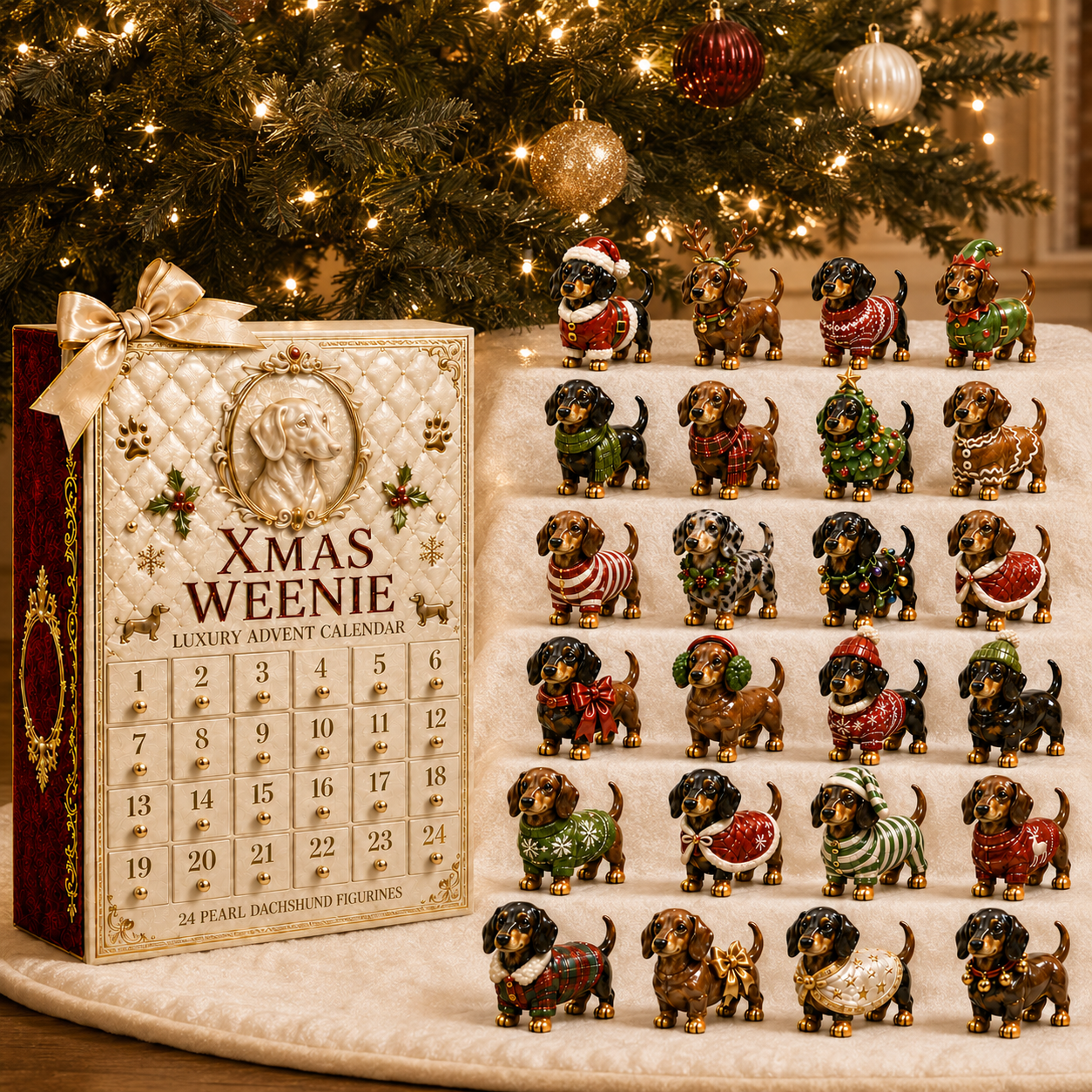 24-Day Dachshund Advent Calendar | Collectible Dog Figurine Christmas Countdown