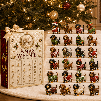24-Day Dachshund Advent Calendar | Collectible Dog Figurine Christmas Countdown