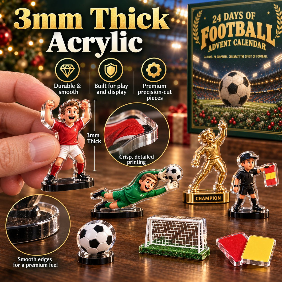 ⚽ Soccer Fan 24-Day Advent Calendar – Acrylic Miniatures