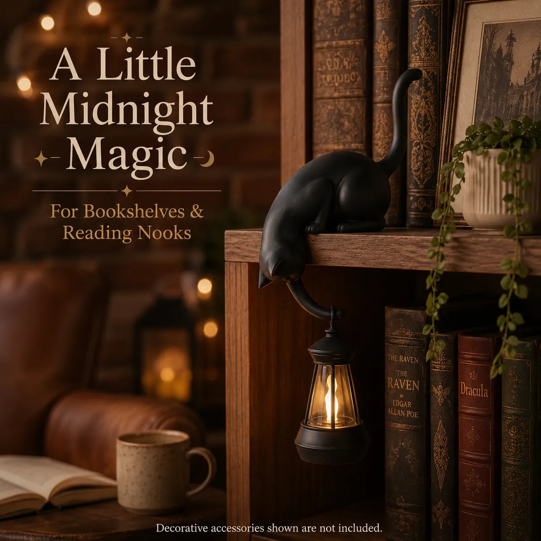 🐈‍⬛🏮 Peekaboo Black Cat Lantern Decor – Cozy LED Shelf Accent for Cat Lovers
