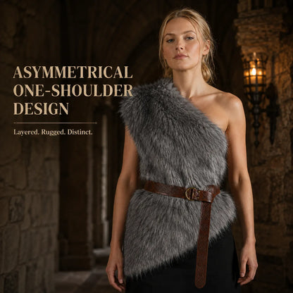 🐺 Viking-Inspired Faux Fur Shoulder Cape – Barbarian Halloween Cosplay Costume