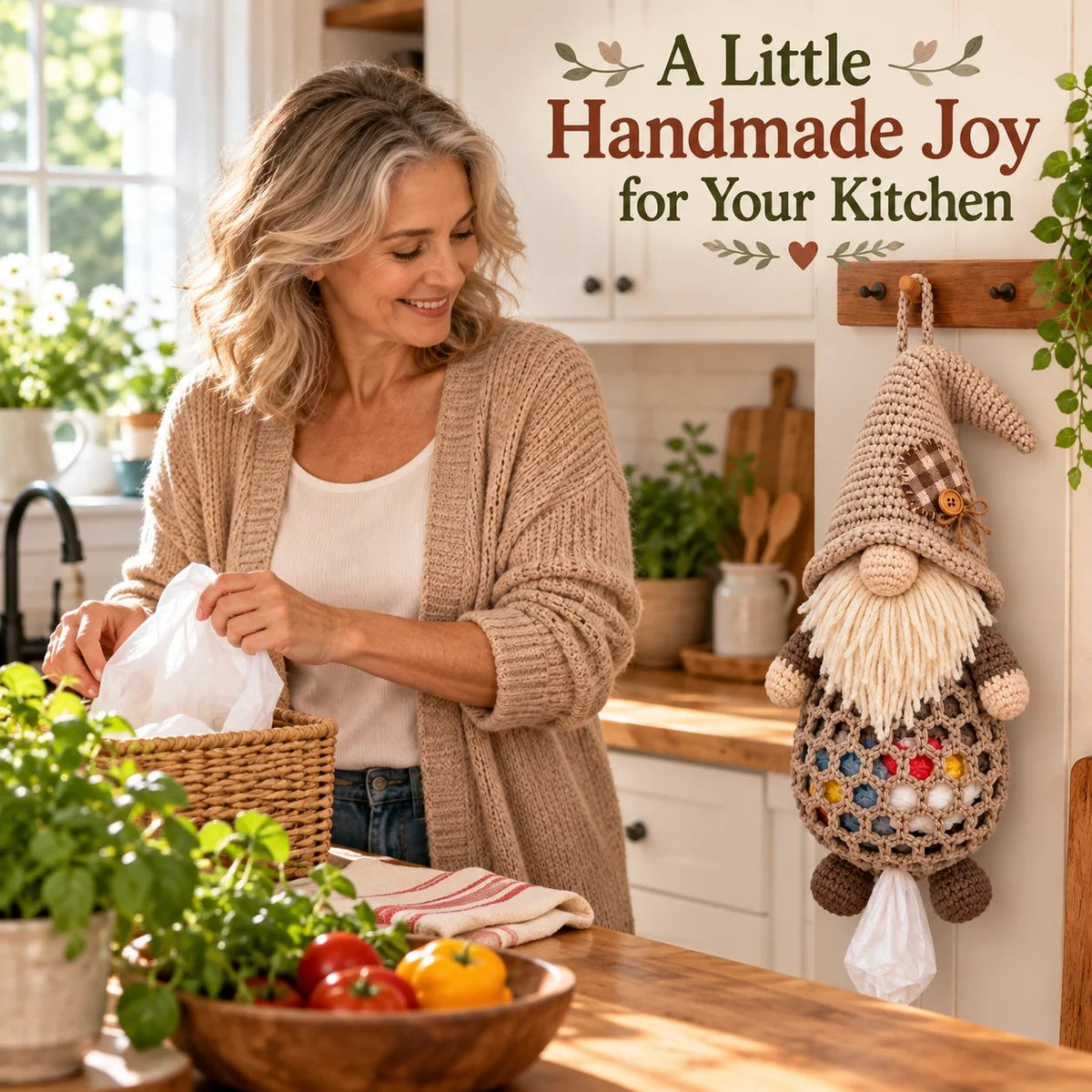 ⏳ Last Day 49% OFF – 🧶 Beginner-Friendly Gnome Crochet Bag Holder DIY Kit | 6 Charming Designs with Yarn, Tools & Guide Included 🍄