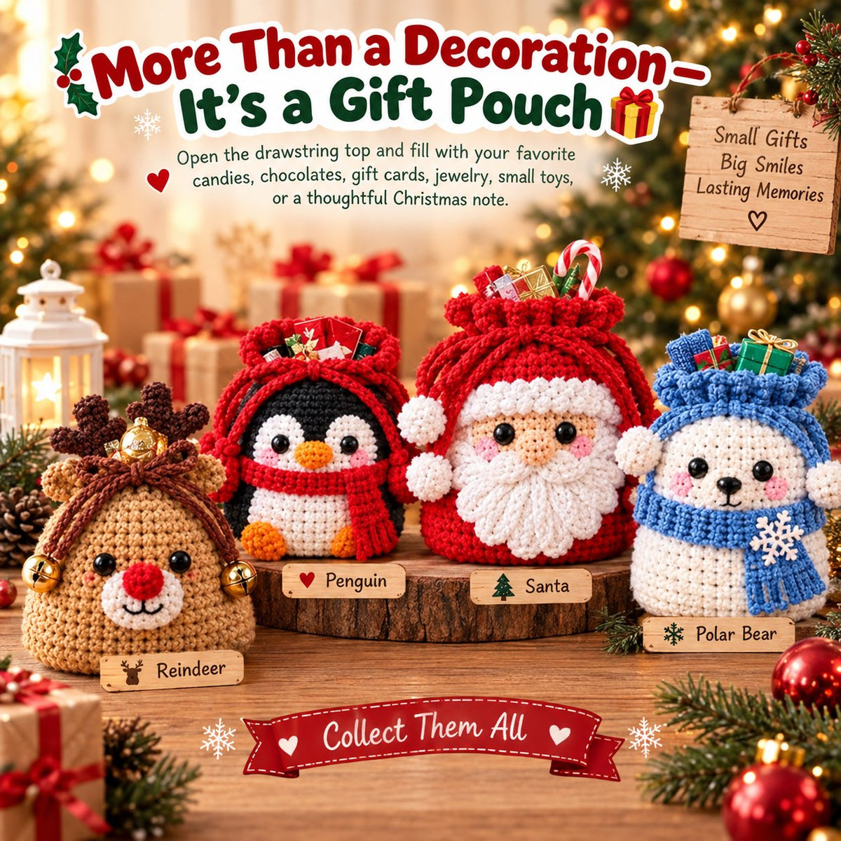 Christmas Crochet Character Gift Pouch – 12 Festive Designs