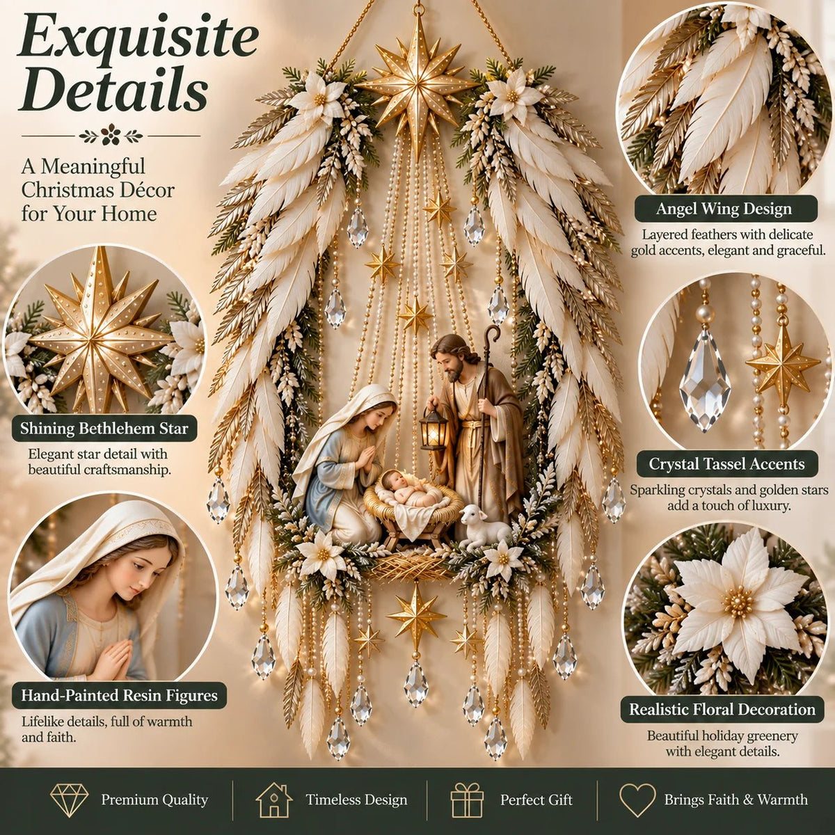 ✨👼 Heavenly Angel Wings Nativity Light✨ – Lighted Christmas Wall Decor  ✈️