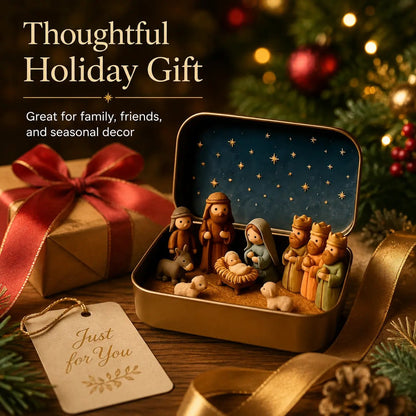 Mini Christmas Nativity Set in Tin Box