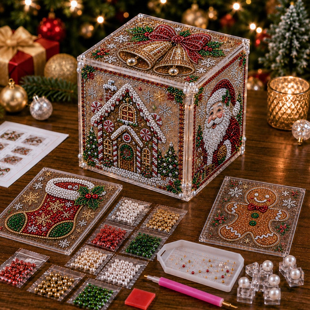 🔥LAST DAY 50% OFF - 🔔3D Christmas Diamond Painting Gift Box DIY Kit