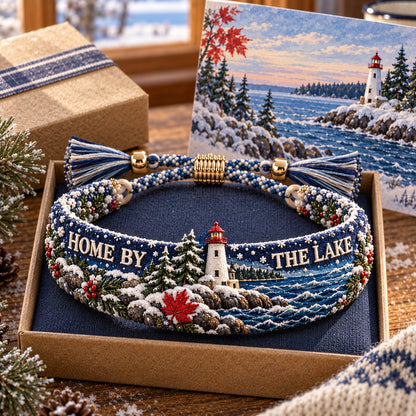 🌊 Lake Ontario Forever Embroidered Bracelet | Scenic Lake Design with Adjustable Woven Band, Meaningful Message & Gift-Ready Keepsake Box 🍁