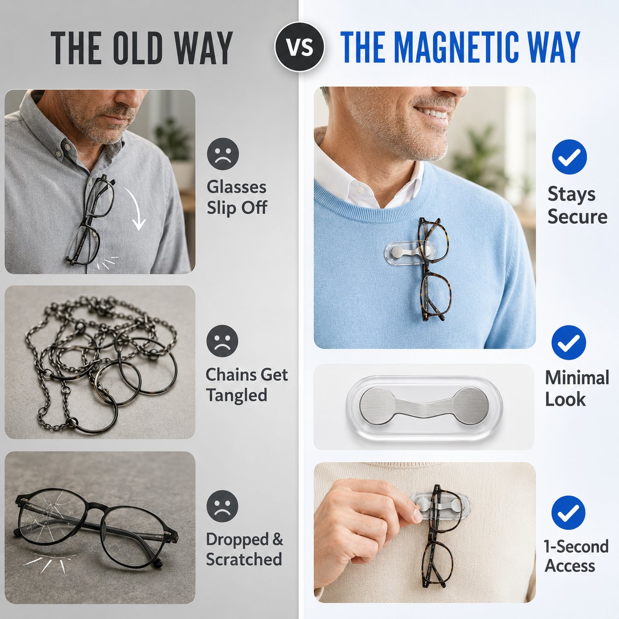 🎉🧲No Damage Clothing Magnetic Glasses Holder(3pcs)