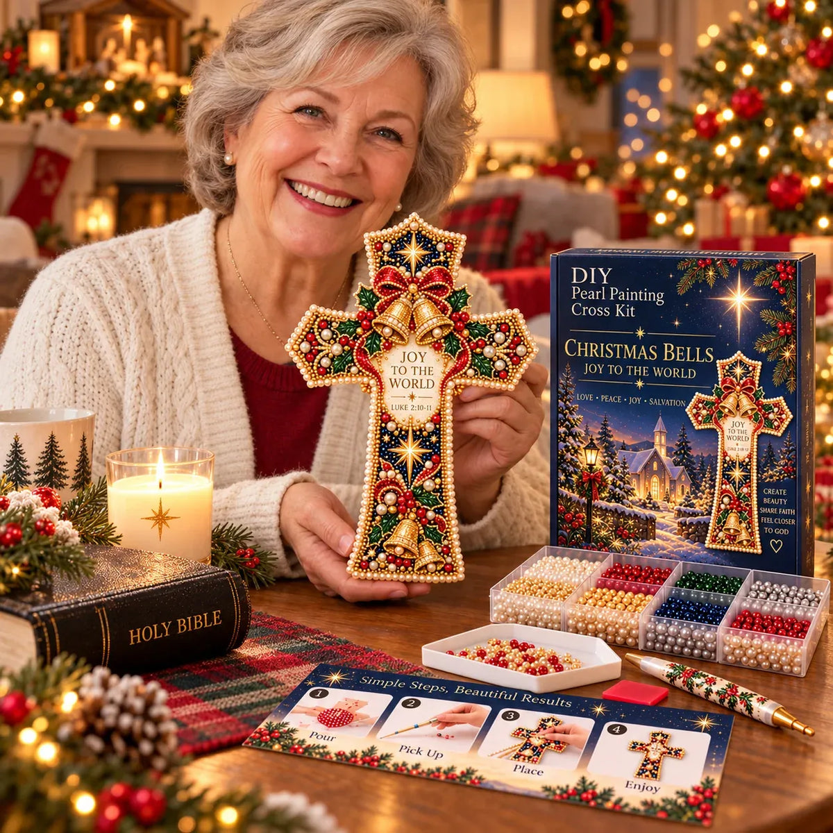✝️ Christmas Scripture Pearl Painting Cross DIY Kit Collection
