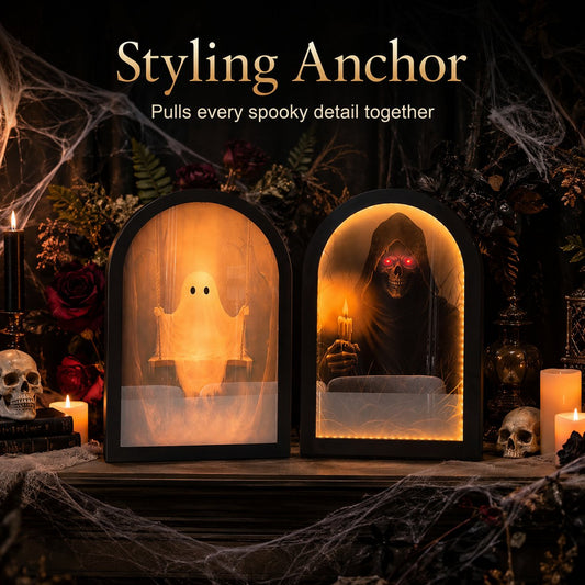 🎃👻 Spooky Halloween Decor Mirror, Gothic Mantel Wall Mirror🕸️