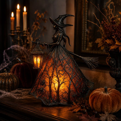 Vintage Lighted Witch Lantern Table Lamp
