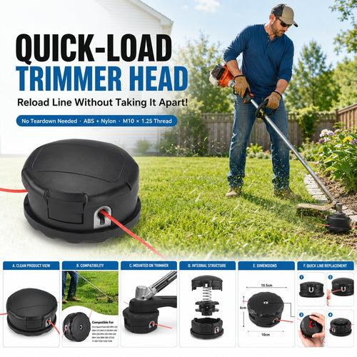 🌿 Quick-Load Trimmer Head – M10 × 1.25 No-Disassembly String Trimmer Replacement Head