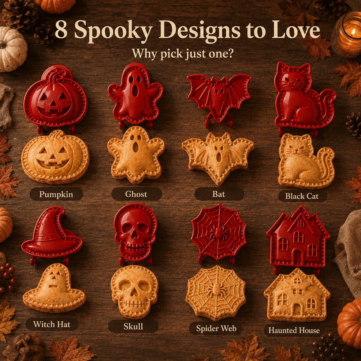 🎃🎄16 Festive Designs • Easy Hand-Press Molds • Perfect for Cookies, Mini Pies & Stuffed Pastries 🥧 Press, Fill & Bake Your Way Through the Holidays 😋