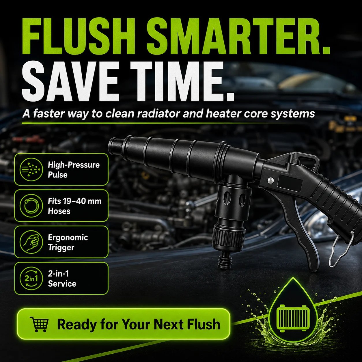 🚗High-Pressure Pulse Flush Gun Kit for Radiator Cleaning