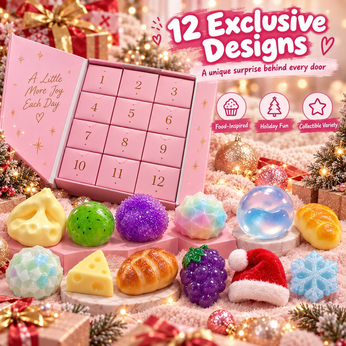 Collectible Christmas Squishy Set | 12 Unique Textures