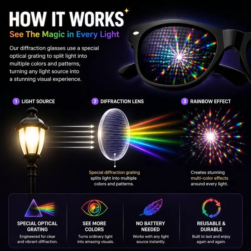 Dollar Sign Diffraction Glasses – Fun Light Effect Party Glasses