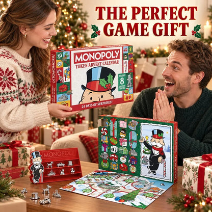 ⏳ Last Day 49% OFF – 🎲 Monopoly Token Advent Calendar | 24 Collectible Game Tokens with Display Stand for Christmas Countdown Fun 🎄
