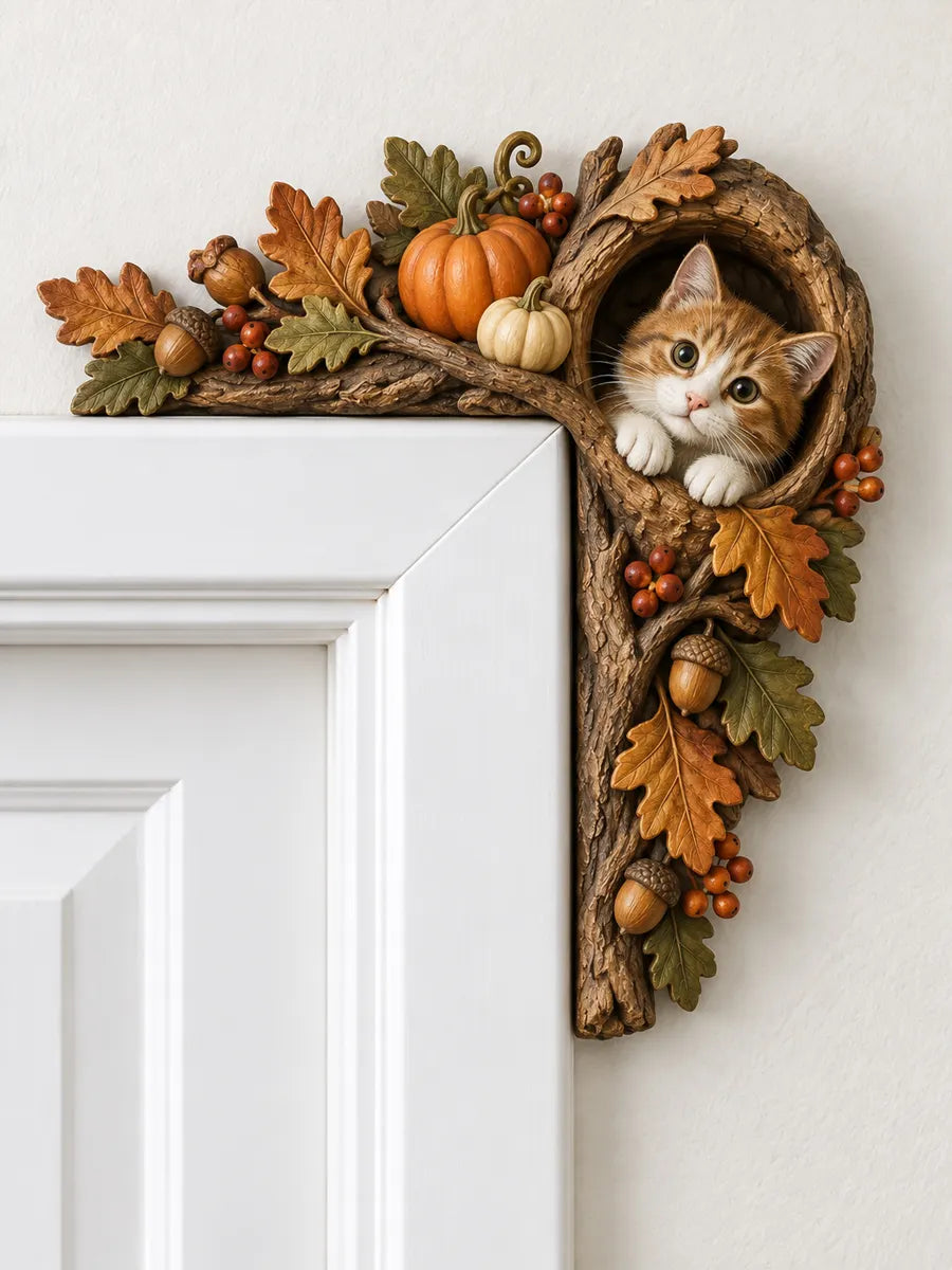 Autumn Cat Tree Hollow Door Topper
