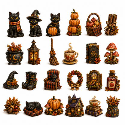 Autumn Witch Cottage Advent Calendar 2026 – 24 Cozy Witchy Miniatures, Black Cat Collectibles & Magical Fall Cottage Surprises