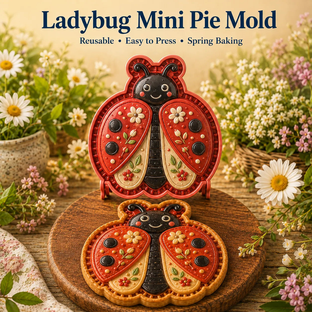 ⏳ Last Day 49% OFF – 🌸 8-Design Spring Garden Mini Pie Mold Collection | Reusable Embossed Molds for Shaping Detailed Bee, Butterfly, Ladybug, Sunflower, Cottage & More 🥧✨