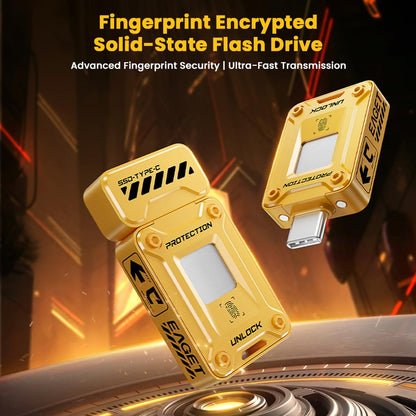 EAGET FU80 USB-C & USB-A Pen Drive, Flash Drive, 560MB/s, Fingerprint Encryption, Metal Casing, Solid State, Plug & Play, Secure Storage
