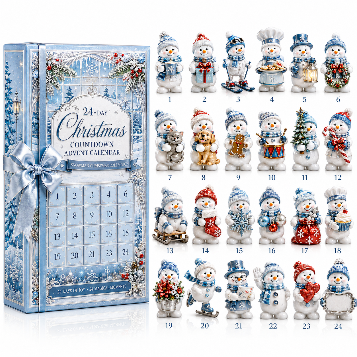🔥24-Day Christmas Countdown Advent Calendar – Snowman Christmas Series