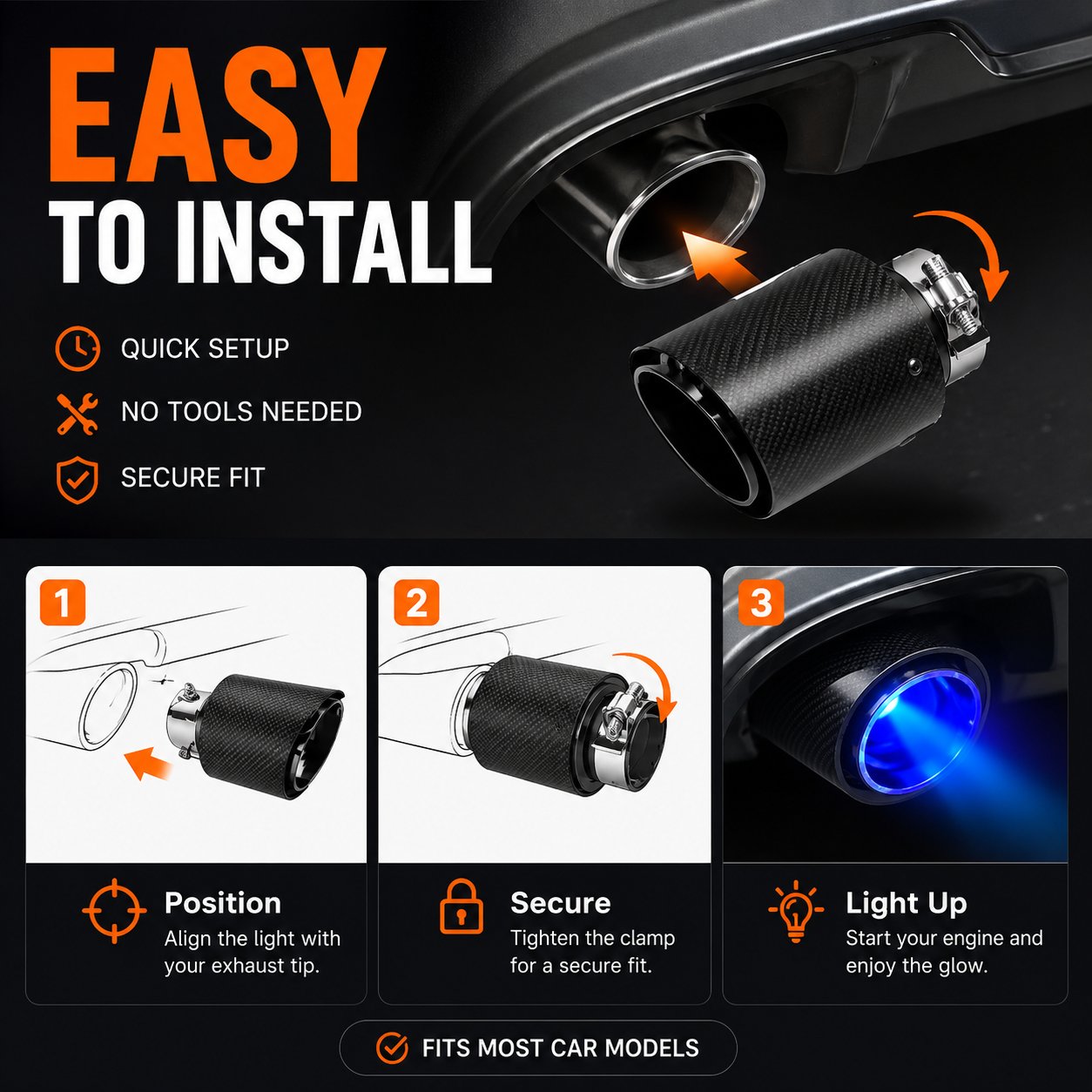 fire-breathing illuminated Exhaust Pipe