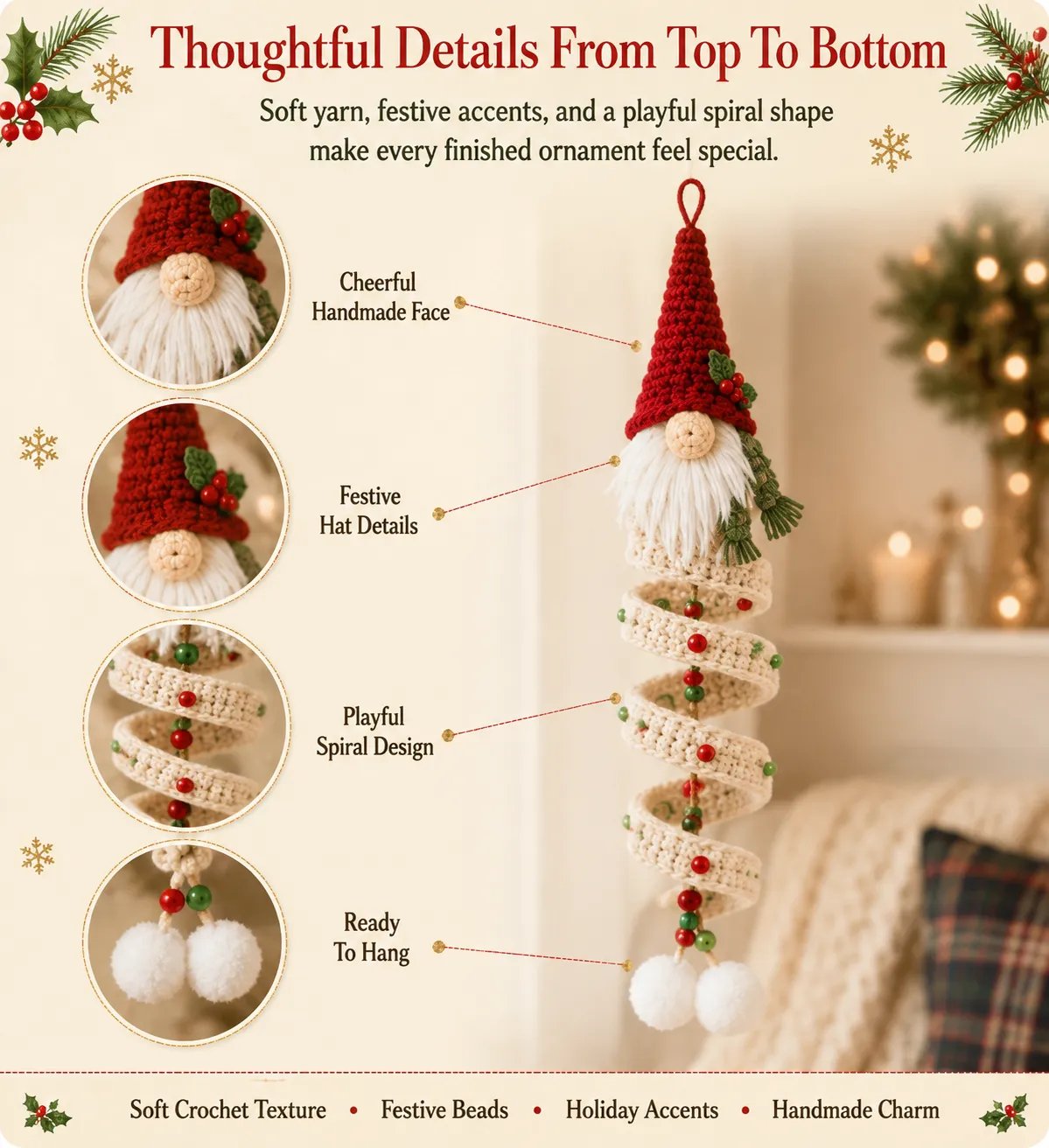🔥 LAST DAY 49% OFF – 🎄Cozy Gnome Crochet Ornament Kit Collection | Premium Soft Yarn, Complete Crochet Tools & 9 Charming Designs 🧶✨