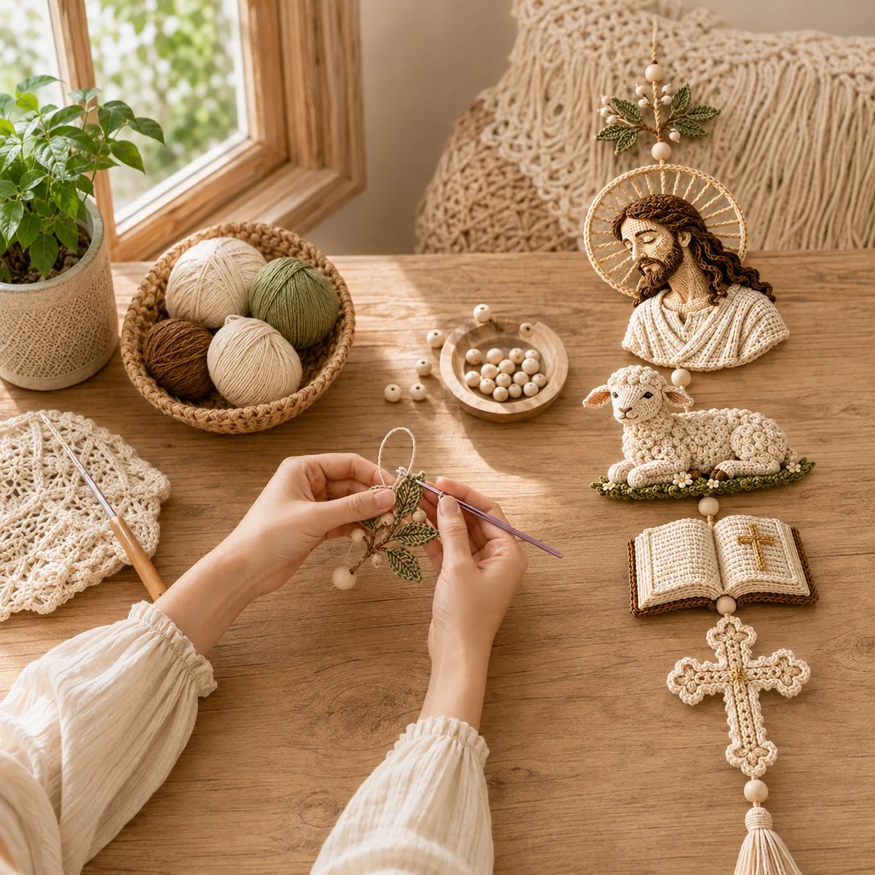 ✝️Blessed Faith Hanging Cascade – Finished Ornament or DIY Crochet Kit