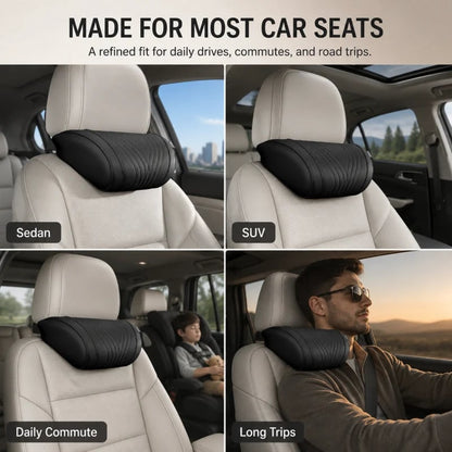 🚗💤Reduce fatigue while driving! Universal memory foam neck pillow for car – ergonomic headrest for long road trips.