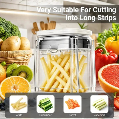 🏆20K+ SOLD 🔥2026 Hot Sale - Fingersafe French Fry Cutter – Stainless Steel Potato Slicer with Detachable Interchangeable Blades